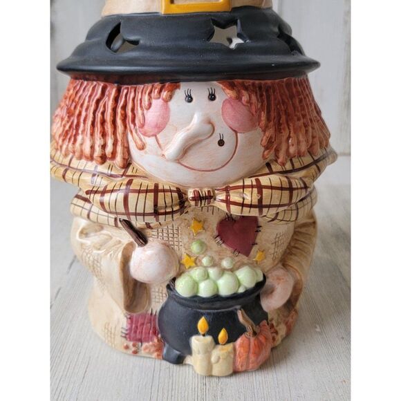 Yankee Candle ceramic witch cauldron holder Halloween star moon - Picture 6 of 11